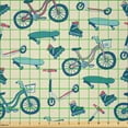 thumbnail image 2 of Ambesonne Sport Fabric by the Yard Microfiber, Wheeled Activity Design, 2 Yards, Blue Coral Beige, 2 of 2
