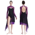 thumbnail image 6 of Kaerm Women's Sheer Mesh Long Sleeve Lyrical Dance Dress Irregular Skirted Leotard Modern Dress Purple XXL, 6 of 7
