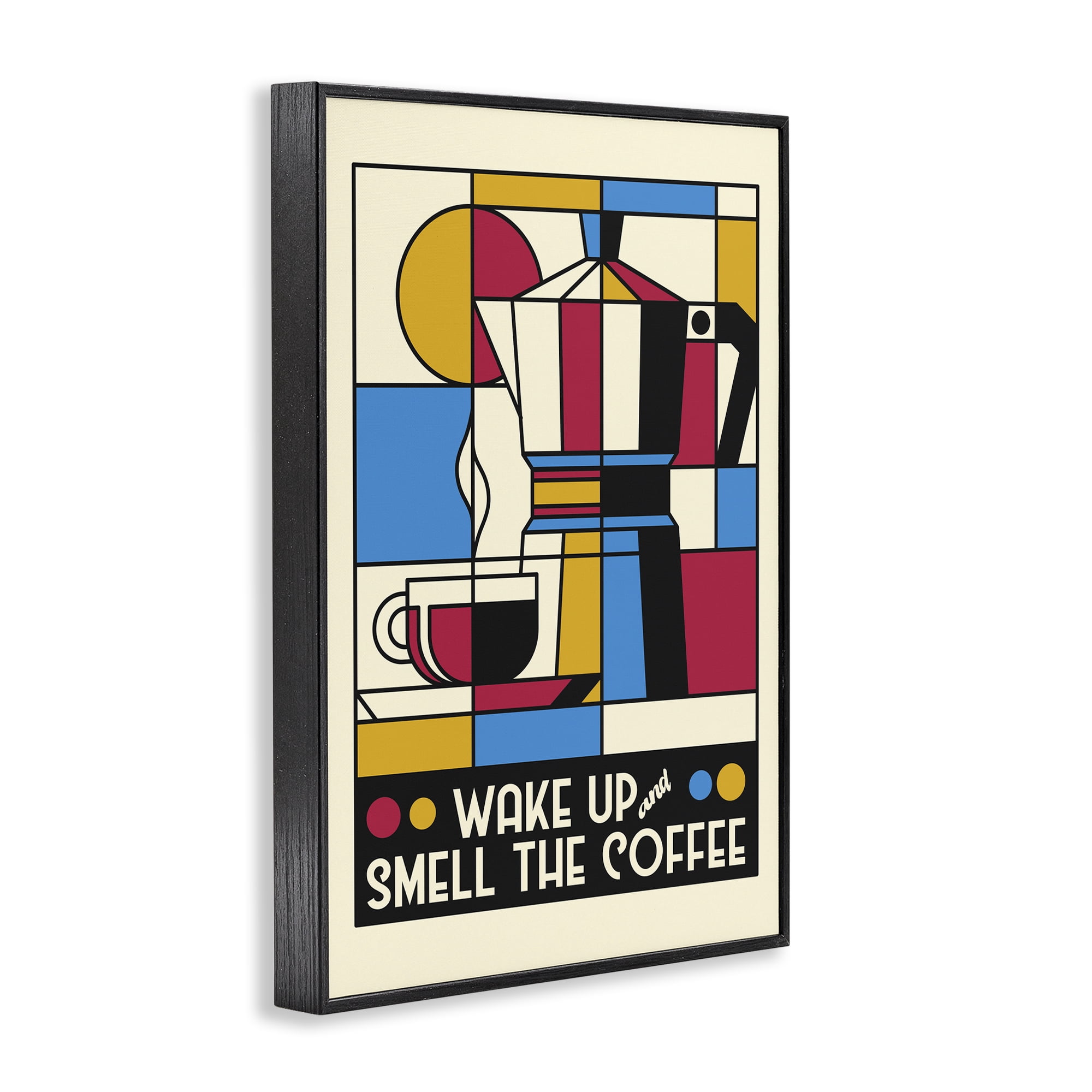 Stupell Industries Retro Wake Up & Smell Coffee Black Framed Giclee Art, design by Tobe Fonseca