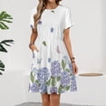 thumbnail image 2 of Hydrangea Purple Floral Women's Dress Short Sleeve Summer Sundress Summer Women Clothes, 2 of 7