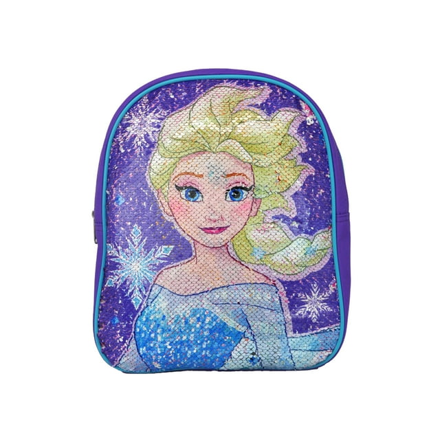Frozen Girls 12" Small Backpack with Reversible Sequins Elsa Anna Purple