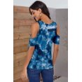 thumbnail image 2 of ANCAPELION Women s Cold Shoulder Shirt Short Sleeve Round Neck T-Shirt Knot Twist Tee Blouse Casual Tops for Women Large T Blue, 2 of 4