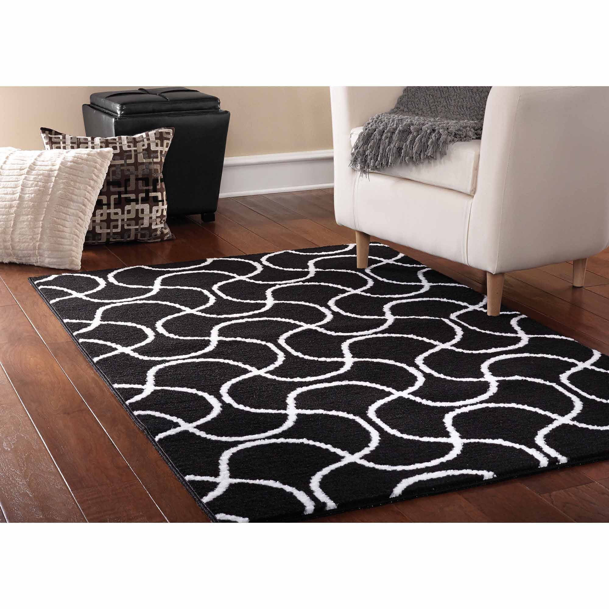 Mainstays Drizzle Black White 45 X66 Abstract Indoor Area Rug