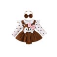 thumbnail image 2 of Elippeo Baby Girls Rompers Dress 3 6 9 12 18 Months Heart Print Fox Embroidered Long Sleeve Skirt Hem Jumpsuits Fall Clothes Bodysuits with Headband, 2 of 10