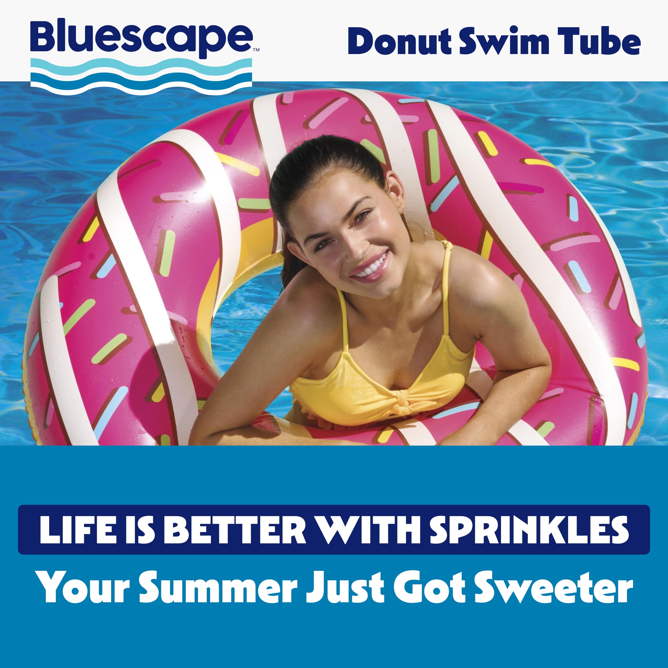 Bluescape 45" Multicolor Donut Pool Ring Float, Kids and Adults