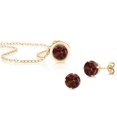 thumbnail image 3 of Gem Stone King 14K Yellow Gold Red Garnet Pendant and Earrings Jewelry Set for Women | 3.00 Cttw | Round Gemstone Birthstone | With 18 inch Chain, 3 of 6