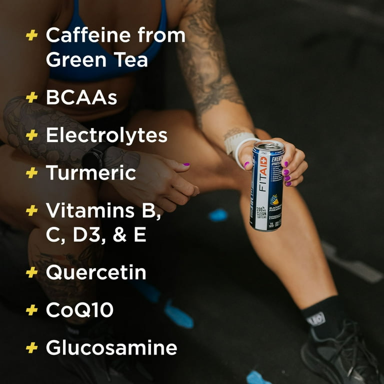 FITAID Energy Drink, 200mg Caffeine, Keto, Blackberry Pineapple
