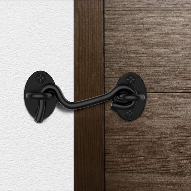 Moyic 2 piezas de cerradura de puerta de granero cerradura de puerta corredera pestillo de puerta de granero cerradura de gancho de acero inoxidable Conjuntos de muebles de dormitorio Moyic HA013662-00