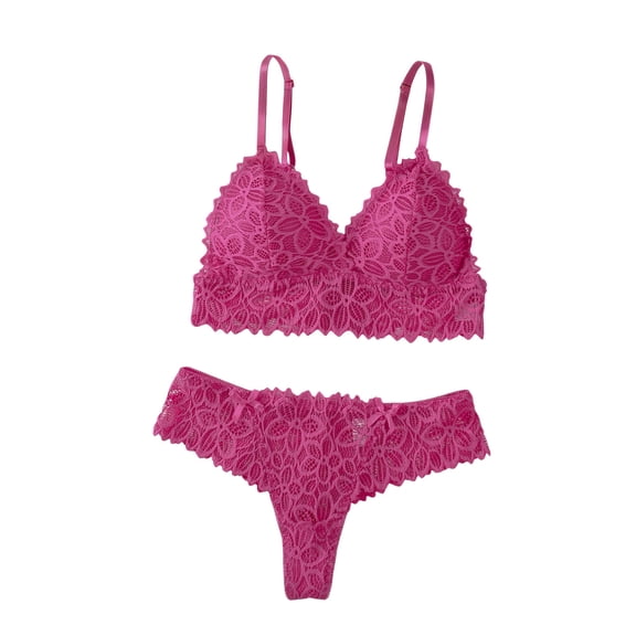 Levmjia Women's Lace Lingerie Set Bra and Thong Sleeping Two Piece Set Solid Color Comfortable Sleepwear Breathable Everyday Wear