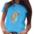 thumbnail image 2 of Puntoco Mujeres Niñas Tallas grandes Camisa con estampado de plumas Camiseta de manga corta Blusa tops Puntoco Puntoco-4292, 2 of 7