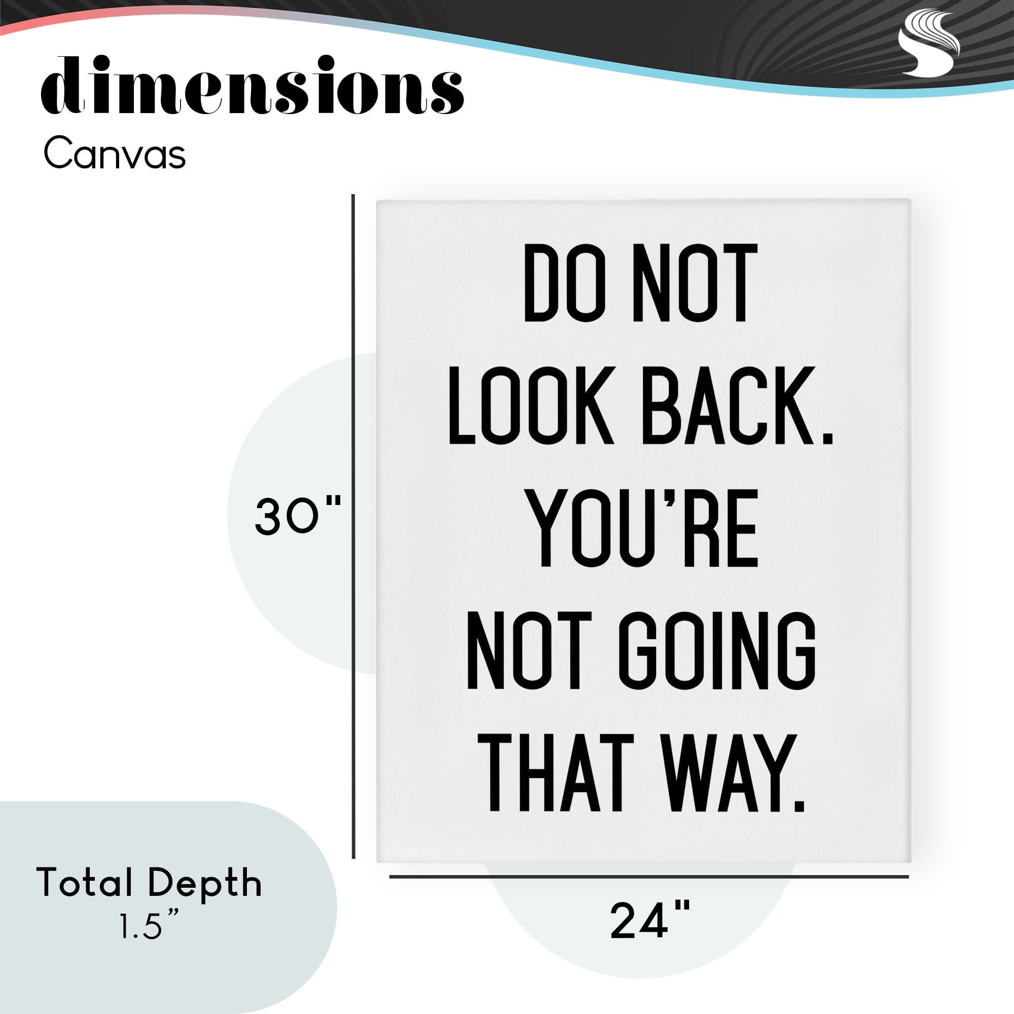 Don't Look Back Motivational Canvas Wall Art, design by Lettered and Lined