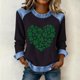 thumbnail image 2 of Mujeres de Manga Larga Tops Casual Cuello Redondo Día de San Patricio Impresión Denim Parche de Color Sólido Moda Superior, 2 of 5