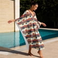 thumbnail image 4 of SEANATIVE Women Kaftan Dresses Plus Size V-Neck Batwing Sleeves Beach Coverup Boho Caftan Side Slits Long Kaftans Cruise Outfits for Beach Party, Beach Sunset Palm Tree Pattern, 4 of 7