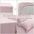 thumbnail image 2 of PURE ERA 100% Cotton Jersey Knit 4pc Extra Deep Pocket Queen Sheet Set Super Soft Fits Mattress Up to 20" (Queen,Solid Sakura Pink ), 2 of 6