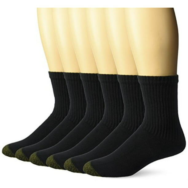 Goldtoe Gold Toe Men S Cushioned Cotton Short Crew Socks 6 Pack Black Shoe Size 6 12 5