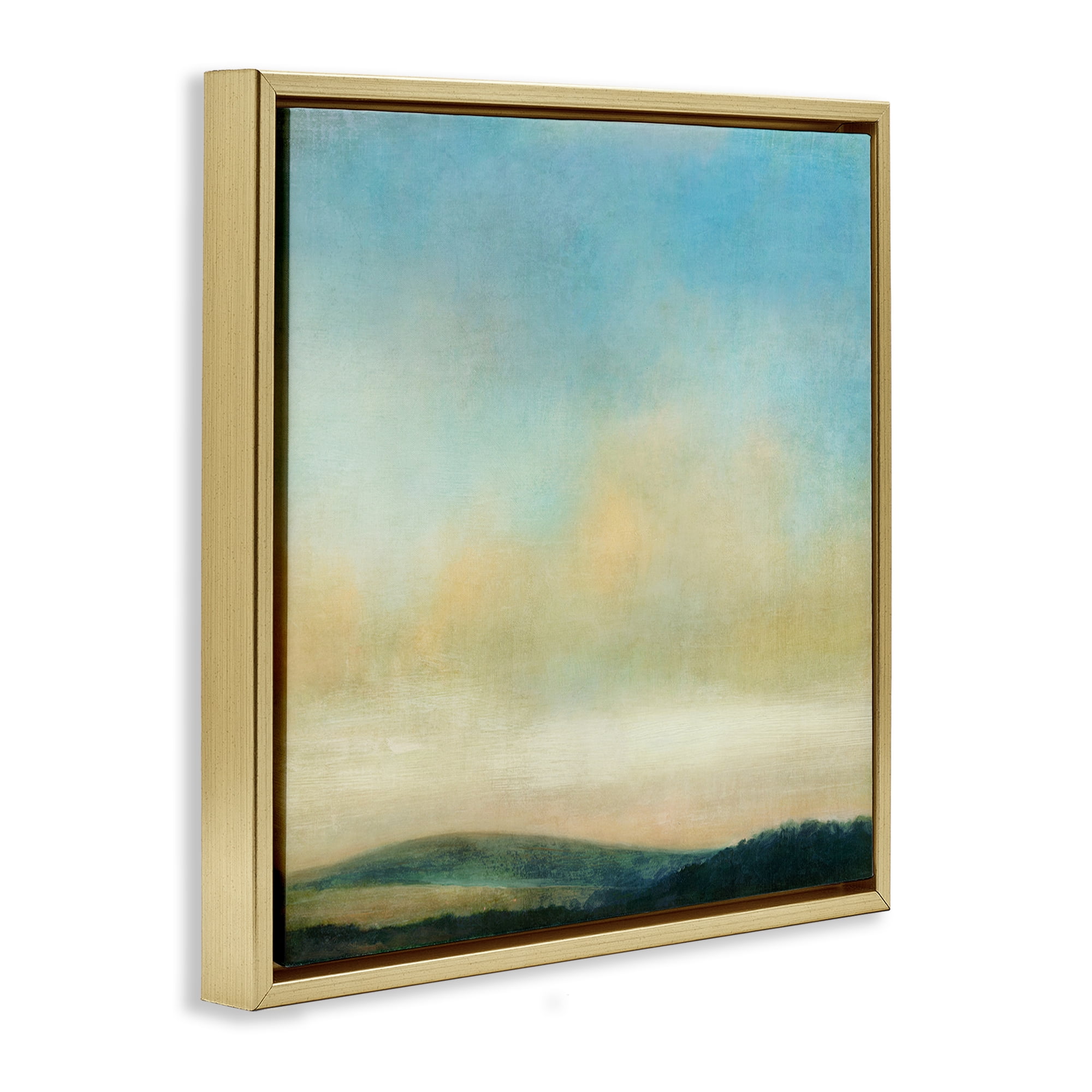 Stupell Industries Cloudy Countryside Fields Landscape & Nature Painting Gold Floater Framed Canvas Art Print Wall Art, 18 x 18