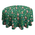 thumbnail image 4 of Green Christmas Santa and Icon Pattern Round Tablecloth 60"x60",Wrinkle Wipeable Table Cloth for Kitchen Dining Room Picnic Patio Party, 4 of 6