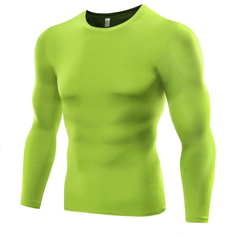 Mens Compression Shirt Long Sleeve Premium Gym Sports Under Base Layer Tights 