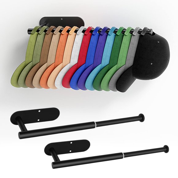 Volnamal Hat Racks for Baseball Caps 2 Pack, Stainless Steel Retractable Wall Hat Organizer for