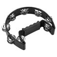 thumbnail image 3 of Pandereta de doble fila, instrumento de percusión portátil de metal con cascabeles, pandereta de mano grande, juguete para niños y adultos, 3 of 7