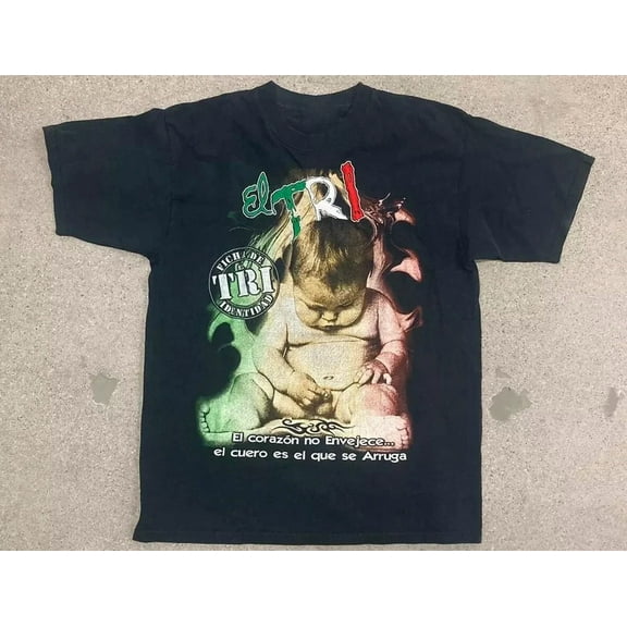 RARE Vtg EL TRI Band Mexico Band Cotton Black All Size Unisex Shirt