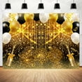 thumbnail image 4 of Black and Gold Glitter Party Photo Backdrop, Birthday Wedding Bridal Prom Graduation Balloons Party Decorations Photography Background Banner Photo Shoot Props New Year Cake Table Party Decor,6X4ft, 4 of 5