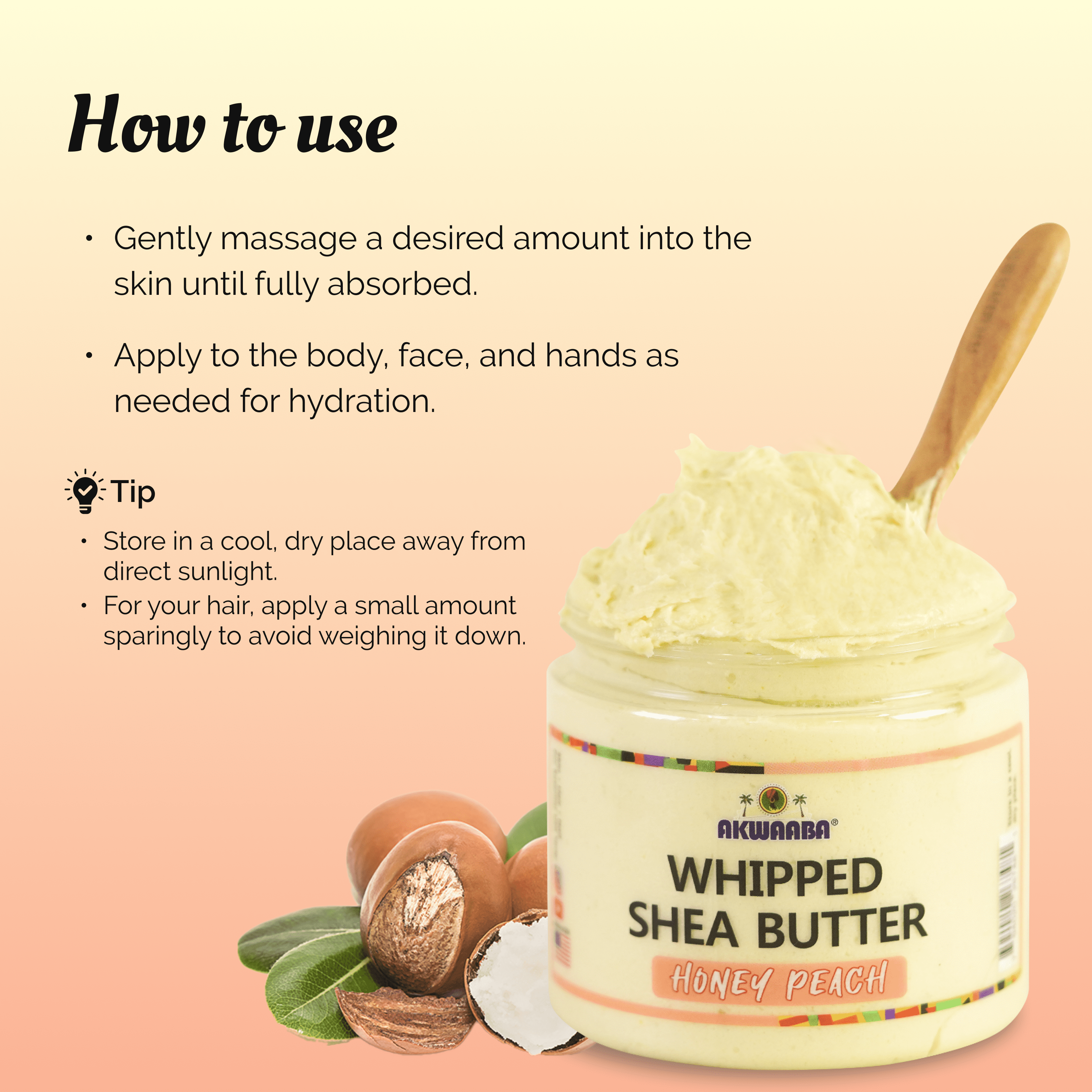 AKWAABA Whipped Shea Body Butter (Baby Powder) | Net Wt 12 oz | Whipped Shea Butter Blend | Moisturizing Care | For Skin | 340 g