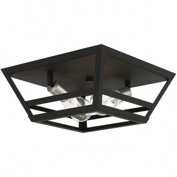 2 Light Flush Mount in Transitional Style-5.5 inches Tall and 13 inches Wide-Black/Brushed Nickel Finish Bailey Street Home 218-Bel-4829381