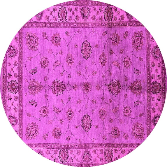 Ahgly Company Indoor Round Oriental Pink Traditional Area Rugs, 7' Round