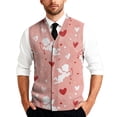 thumbnail image 2 of Mens Valentines Day Sweater Vests V Neck Sleeveless Cardigan Vest Knitwear, 2 of 7