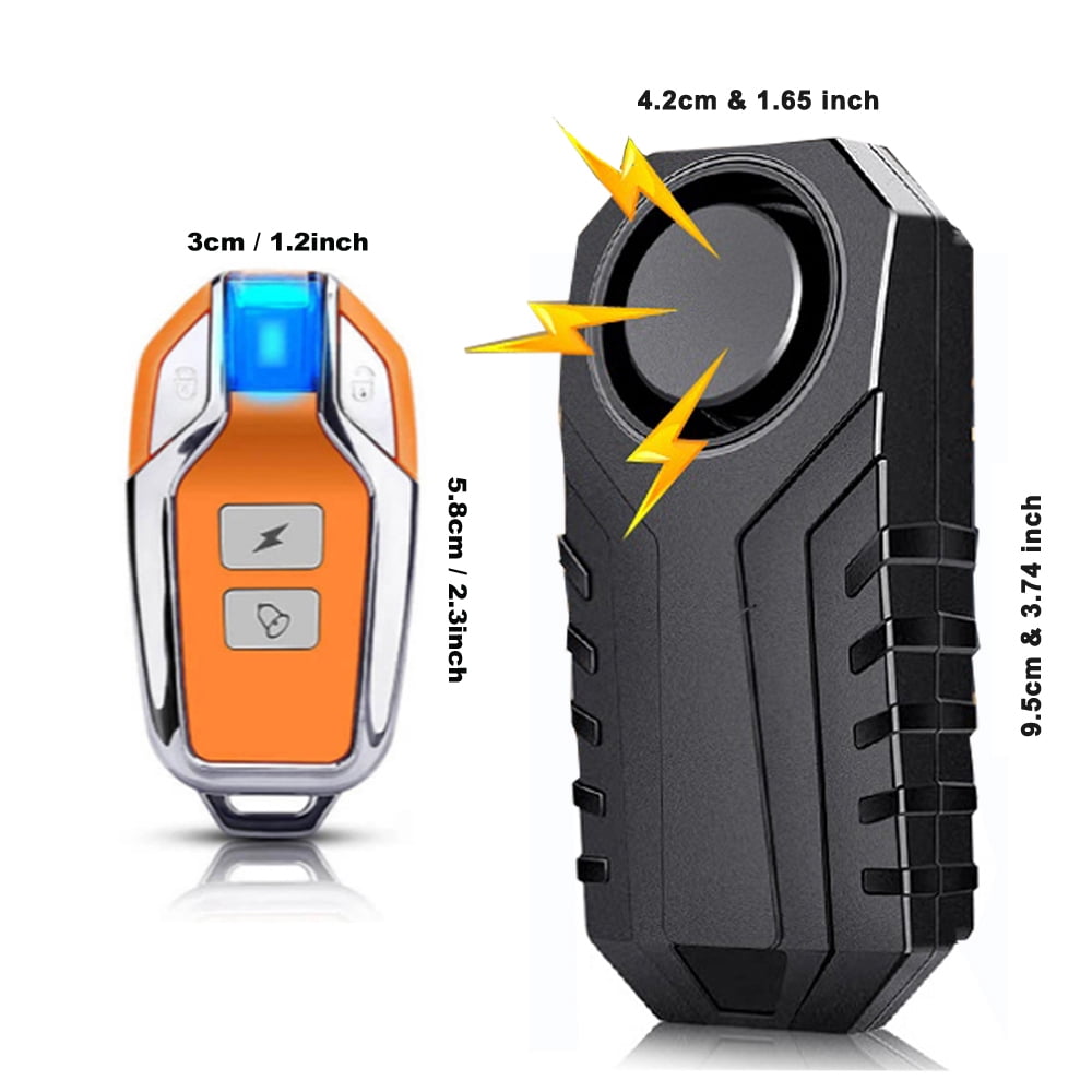 Wsdcam Bike Alarm with Remote Control Wireless 113dB Anti-Theft Waterproof Vibration Alarm for Bicycle Motorcycle Scooter