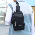 thumbnail image 6 of Xfvqtps Mens Chest Bag with USB Adjustable Shoulder Strap Large Capacity Multi Compartment Multi-Purpose Fashion Lightweight Portable Commuting Oxford Cloth Crossbody Bag Black, 6 of 6