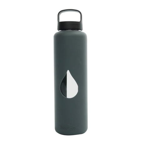 Bluewave Lifestyle GG150LC-Grey 750ml Reusable Glass Water Bottle With Loop Cap and Free Silicone Sleeve -