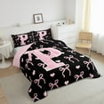 thumbnail image 4 of Feelyou Girly Pink Bow Full Size Comforter Sets, Monogrammed P Bedding Comforter Set, Initial A to Z Letter Bedding Sets, Lightweight Bedroom Decorative, 3pcs, 4 of 9