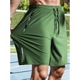 thumbnail image 3 of Men's High-Stretch Athletic Shorts – Adjustable waist, zippered pockets, printed black stretch fabric. Great for workouts, casual, beach & outdoor., 3 of 9