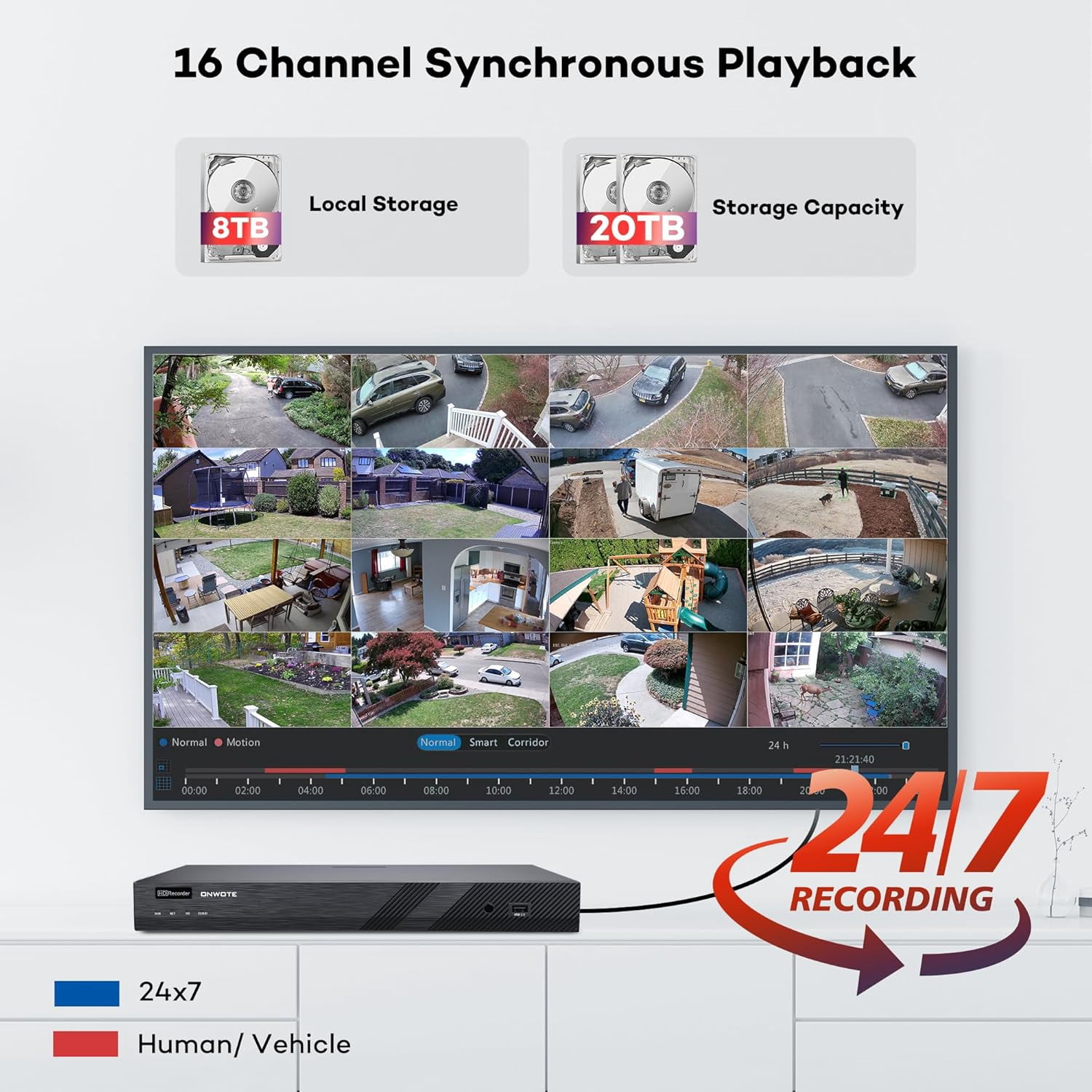 ONWOTE 32 Channel Security Camera System, 12MP 32CH NVR 8TB, 32 Ports PoE Switch, 32x 6MP Outdoor Audio PoE IP Cameras, AI Human Vehicle Detection, Commercial CCTV for Business