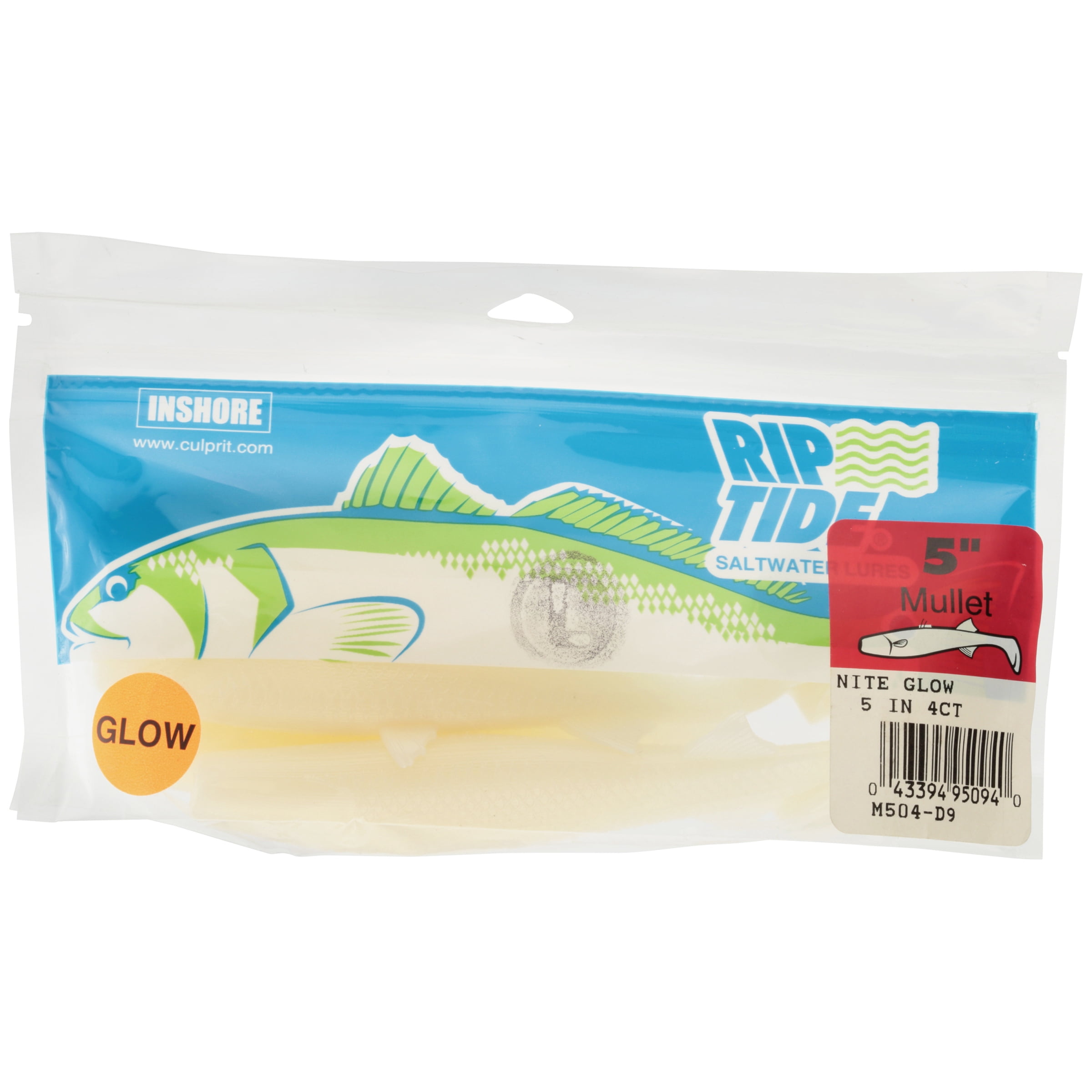 Riptide® 5 In. Nite Glow Mullet Saltwater Lures 4 Count Pouch