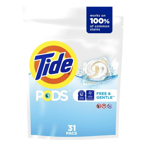 2X - Tide PODS Free & Gentle HE Laundry Detergent Pacs 31 ct