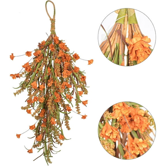 Fall Harvest Front Door Swag, 25In Artificial Fall Swag for Front Door Decor Thanksgiving Christmas Halloween Wall Decor