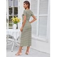 thumbnail image 4 of Vestido ajustado a rayas de manga corta de verano GRACE KARIN para mujer, 4 of 4