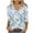 #114 Multicolor, variant on Ladies V-Neck Blouse, White Three-Quarter Sleeve Top, Large Purple Floral Pattern with Gray Leaves