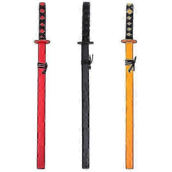 3 Pcs Épée Samouraï en Bois Katana en Bois Accessoire de Cosplay Épée Japonaise Jouet pour Enfants