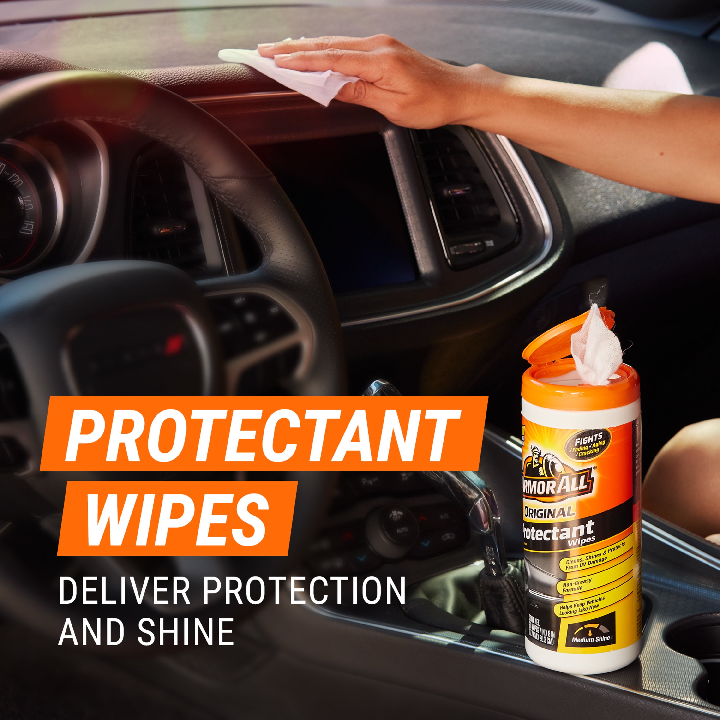 Armor All Original Protectant Wipes by Armor All, Car Interior Cleaner  Wipes with UV Protection to Fight Cracking & Fading, 30 Count