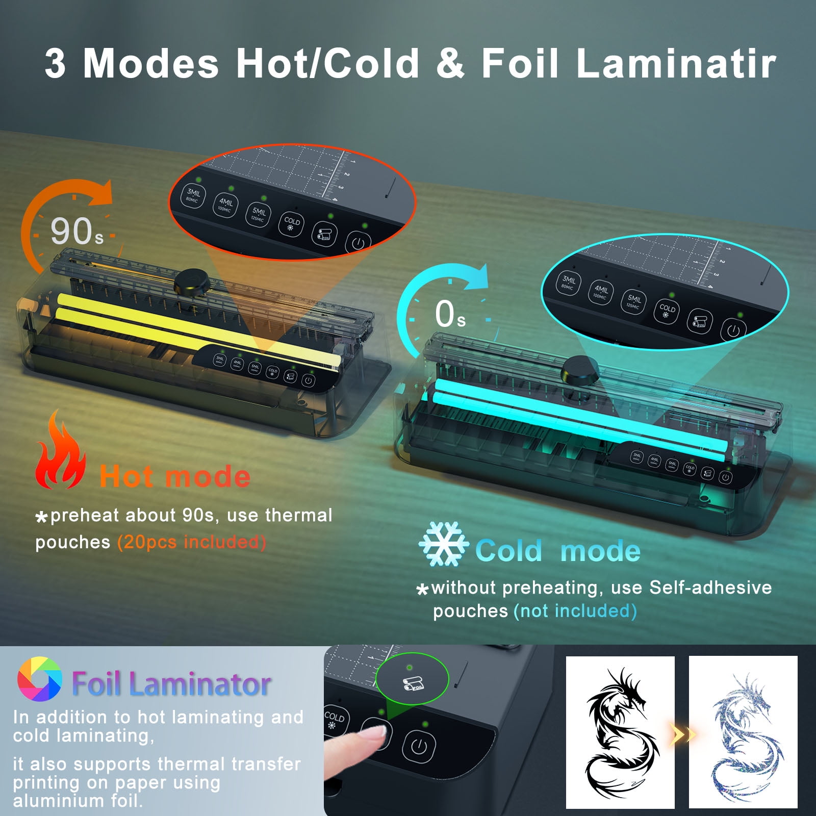 Crenova 9 Inch Smart Thermal Laminator Kit with  A4 Lamination Sheets 20pcs, Corner Rounder
