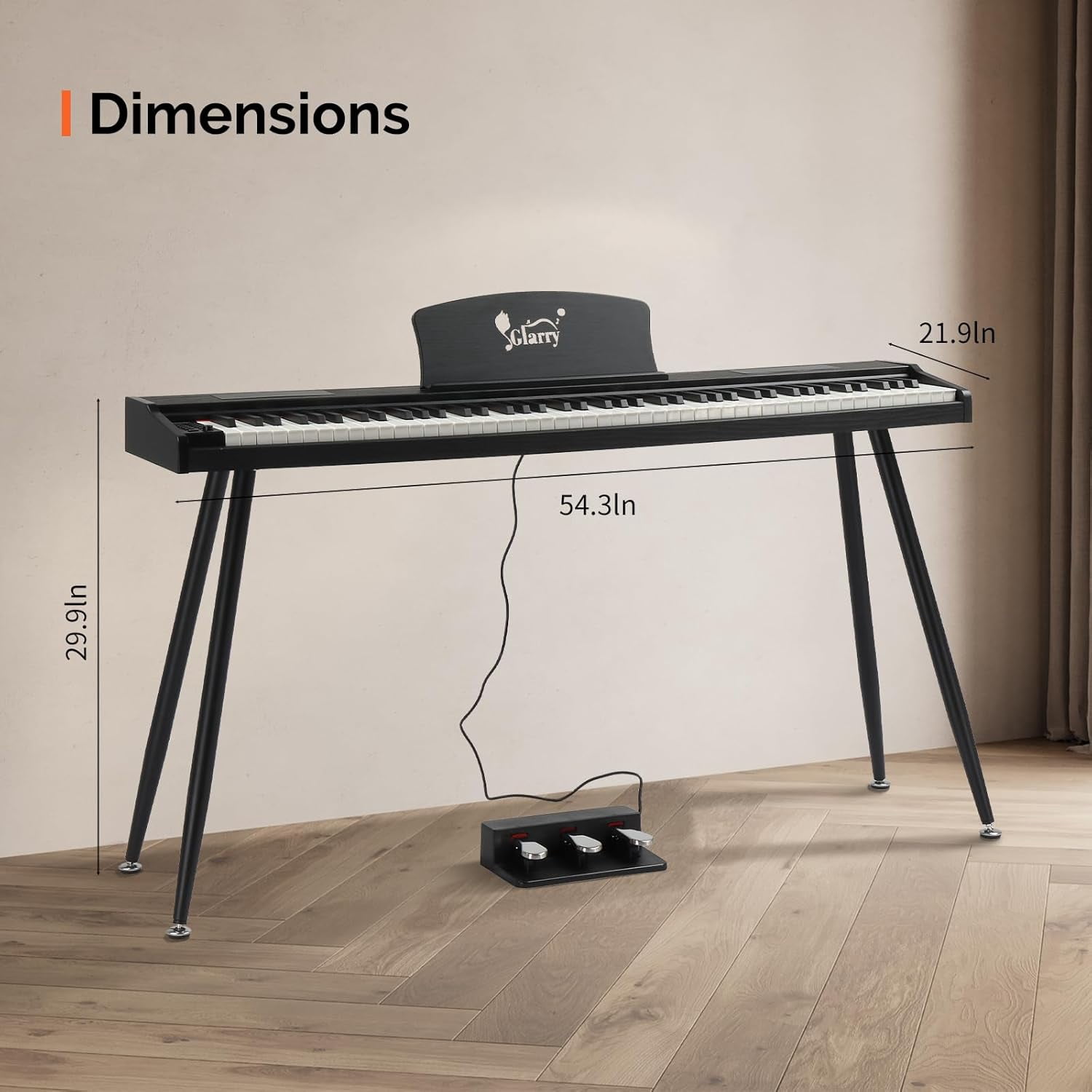 GLARRY Digital Piano Keyboard with Stand, Portable 88 keys Semi-Weighted Electric Piano with Pedal for Beginner, Bluetooth, Triple Pedals, Power Supply, 2 Speakers (White)