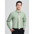 thumbnail image 4 of HISDERN Green Dress Shirts for Men Casual Button Down Long Sleeve Wedding Shirt Tie Set Business, 4 of 9
