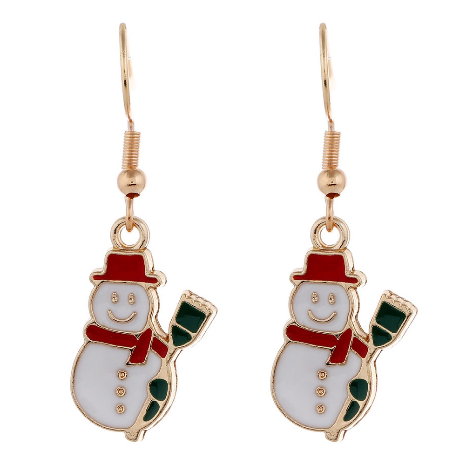 Christmas Tree Snowman Deer Bell Ear Stud Hook Earrings Xmas Party Jewelry_NEW 