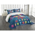 thumbnail image 3 of Ambesonne Colorful Quilted Bedspread Set 3 Pcs, Balloons Party Items, Queen Size, Multicolor, 3 of 5
