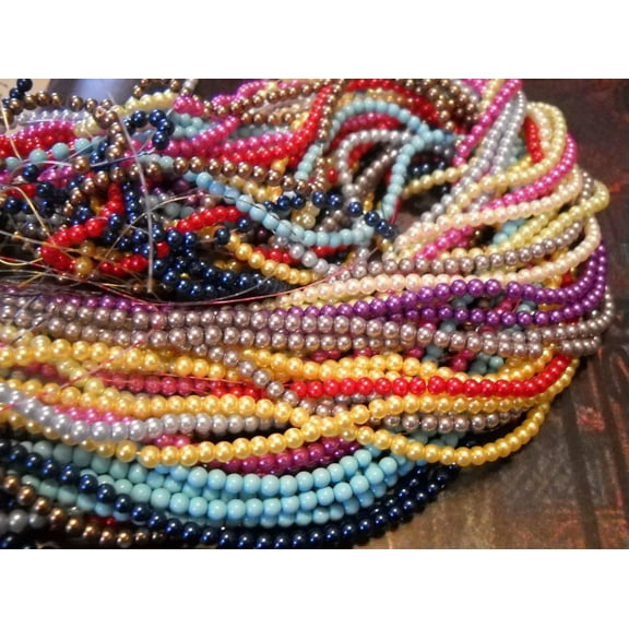 U8MO 2,160 Glass Pearl Beads Assorted Lot Bulk 4mm Round Spacers Wholesale