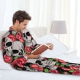 thumbnail image 6 of Honeii Skull and Roses Pattern Mens Pajamas Set,2pcs Men's Lounge Long Sleeve Sleep Shirt and Pajama Bottoms Sleepwear Set,Mens Pjs Sets-XX-Large, 6 of 7